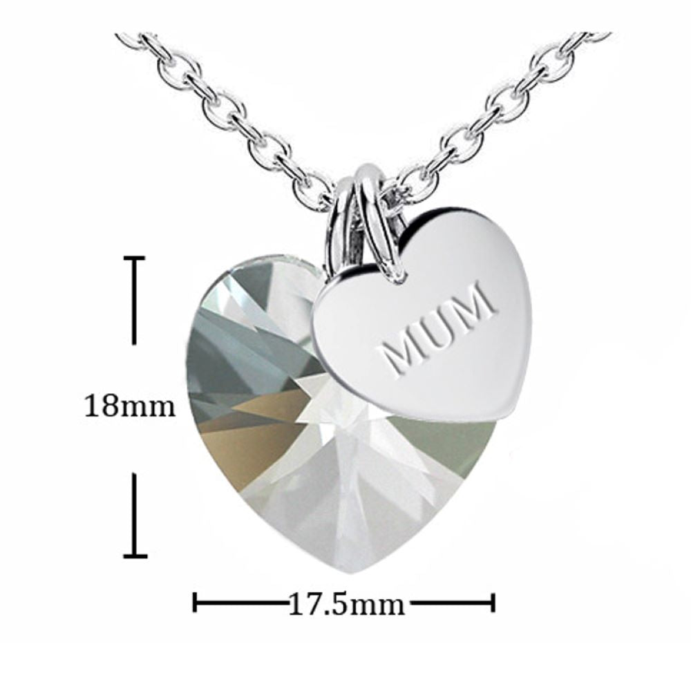 Clear Crystal Heart Pendant Made With Premium Crystals and Mum Tag