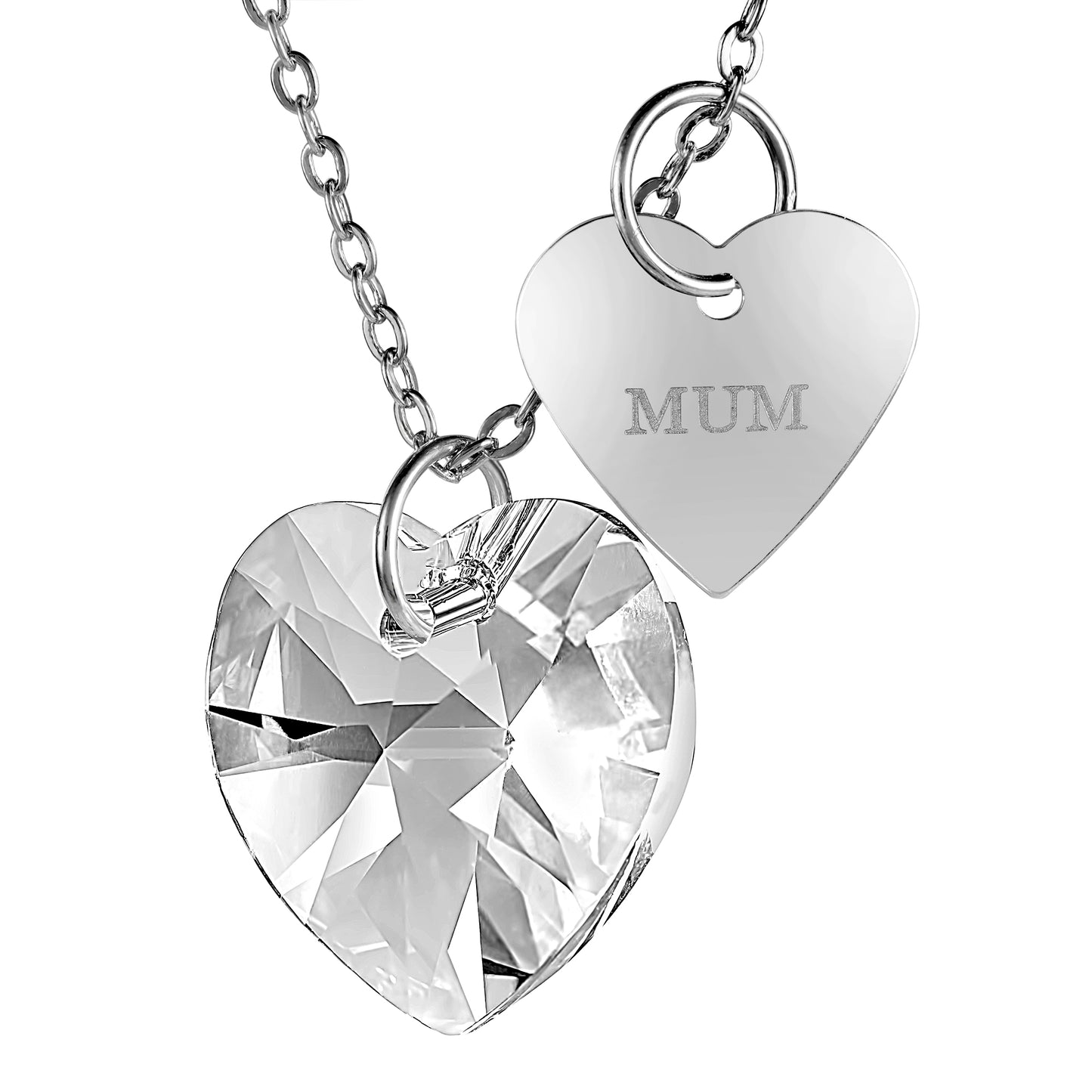 Clear Crystal Heart Pendant Made With Premium Crystals and Mum Tag