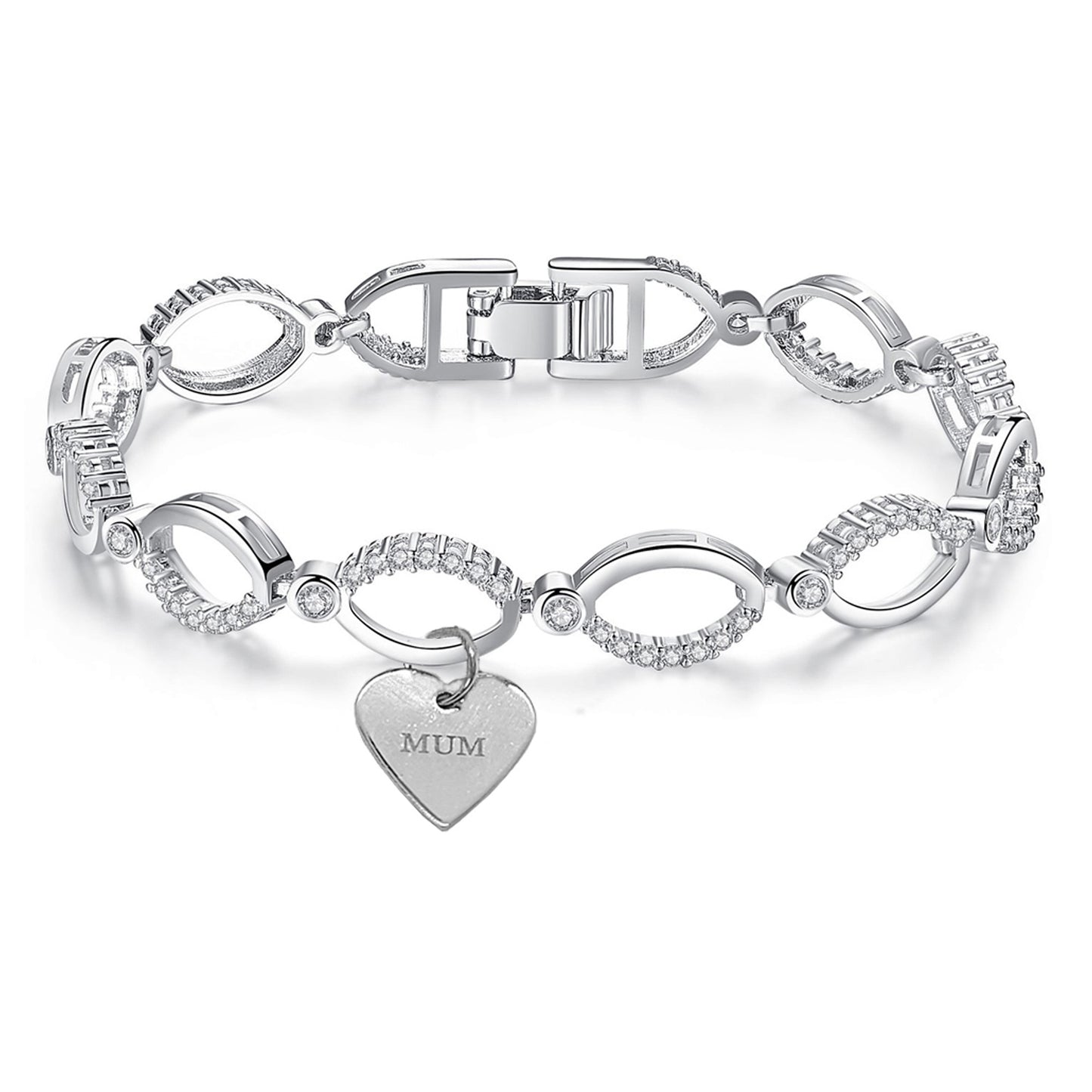 Silver Tone Multi-Link Infinity Bracelet with Premium Crystal