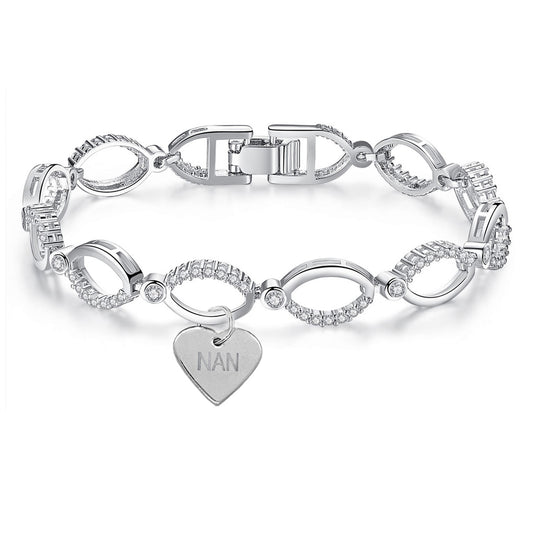 To Nan Bracelet Heart Tag with Premium Crystal