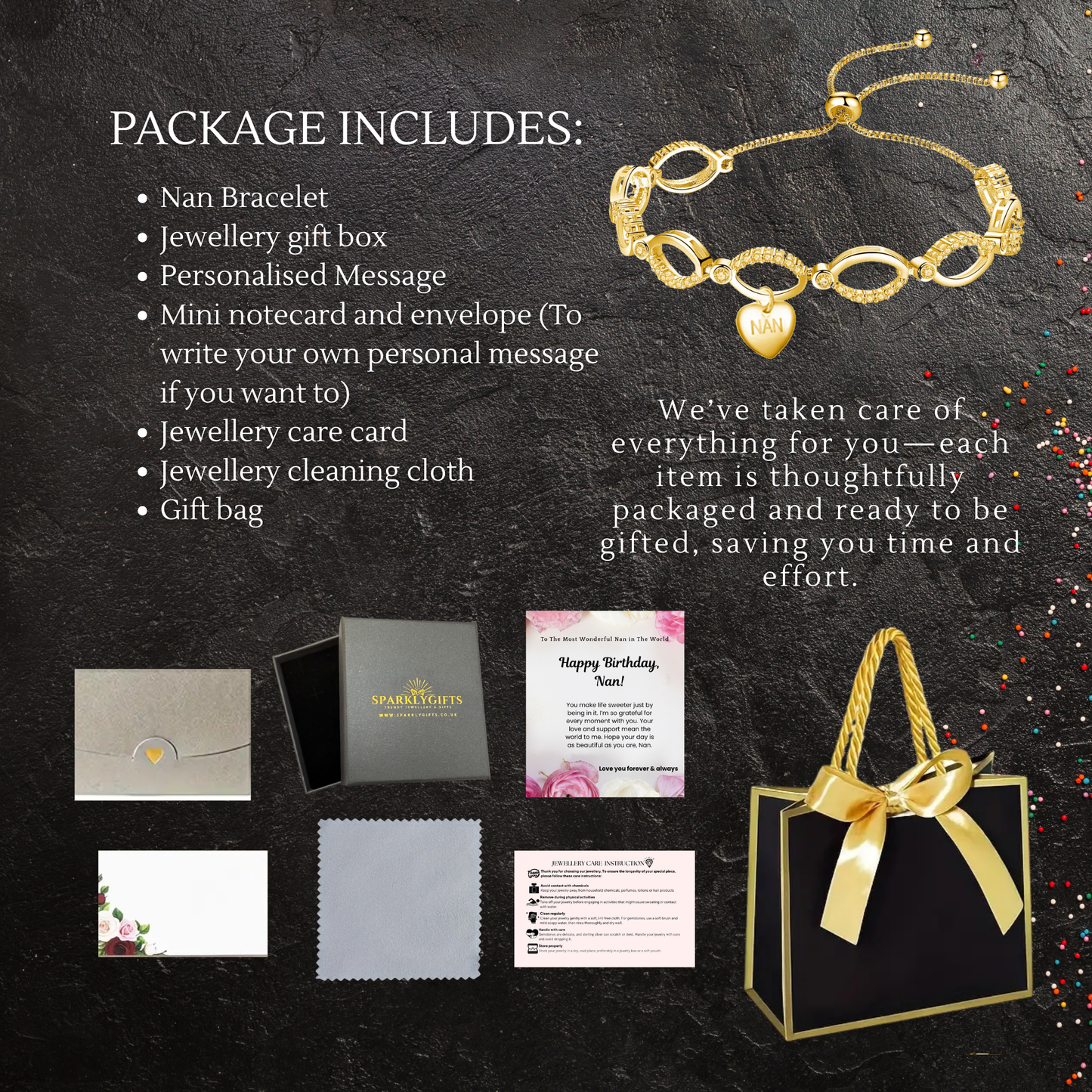 Multi-Link Infinity Nan Bracelet with Message Card