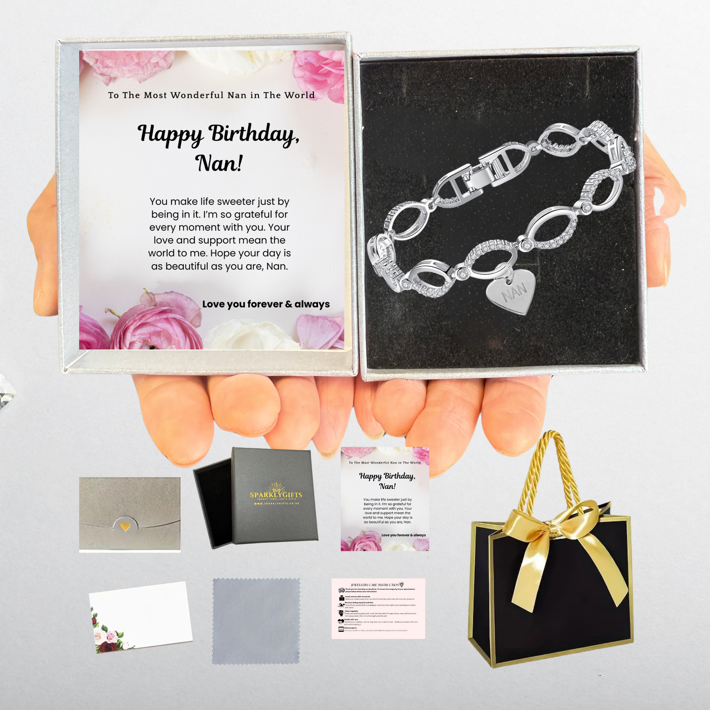 Multi-Link Infinity Nan Bracelet with Message Card