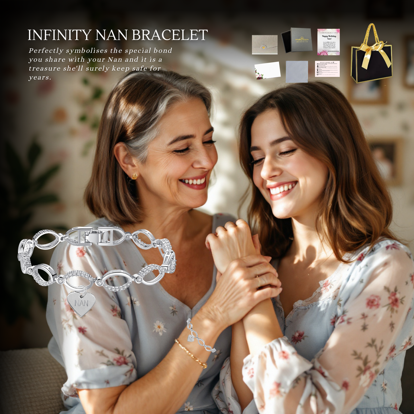 Multi-Link Infinity Nan Bracelet with Message Card