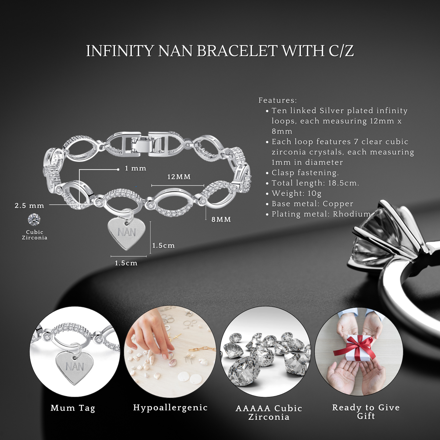 Multi-Link Infinity Nan Bracelet with Message Card