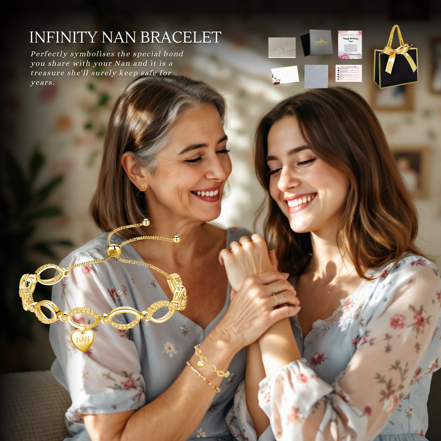 Multi-Link Infinity Nan Bracelet with Message Card