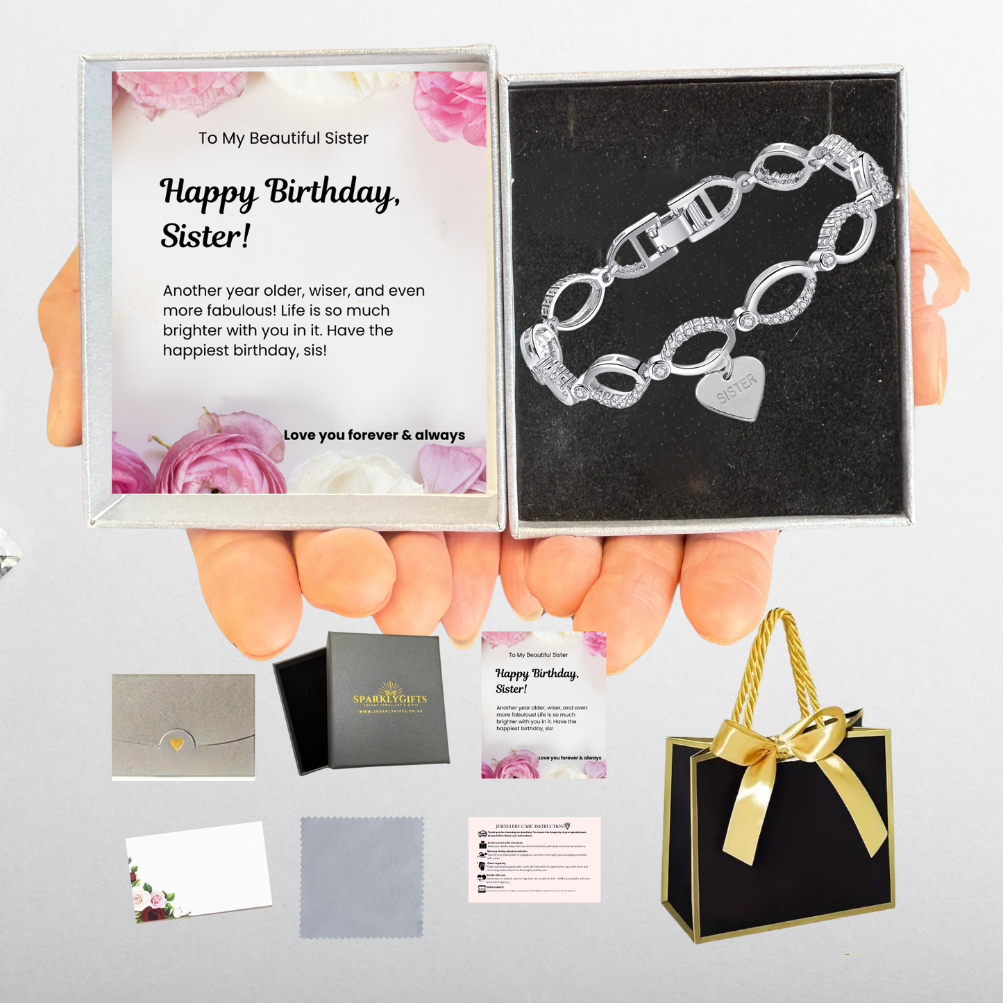 Multi-Link Infinity Sister Bracelet with Message Card