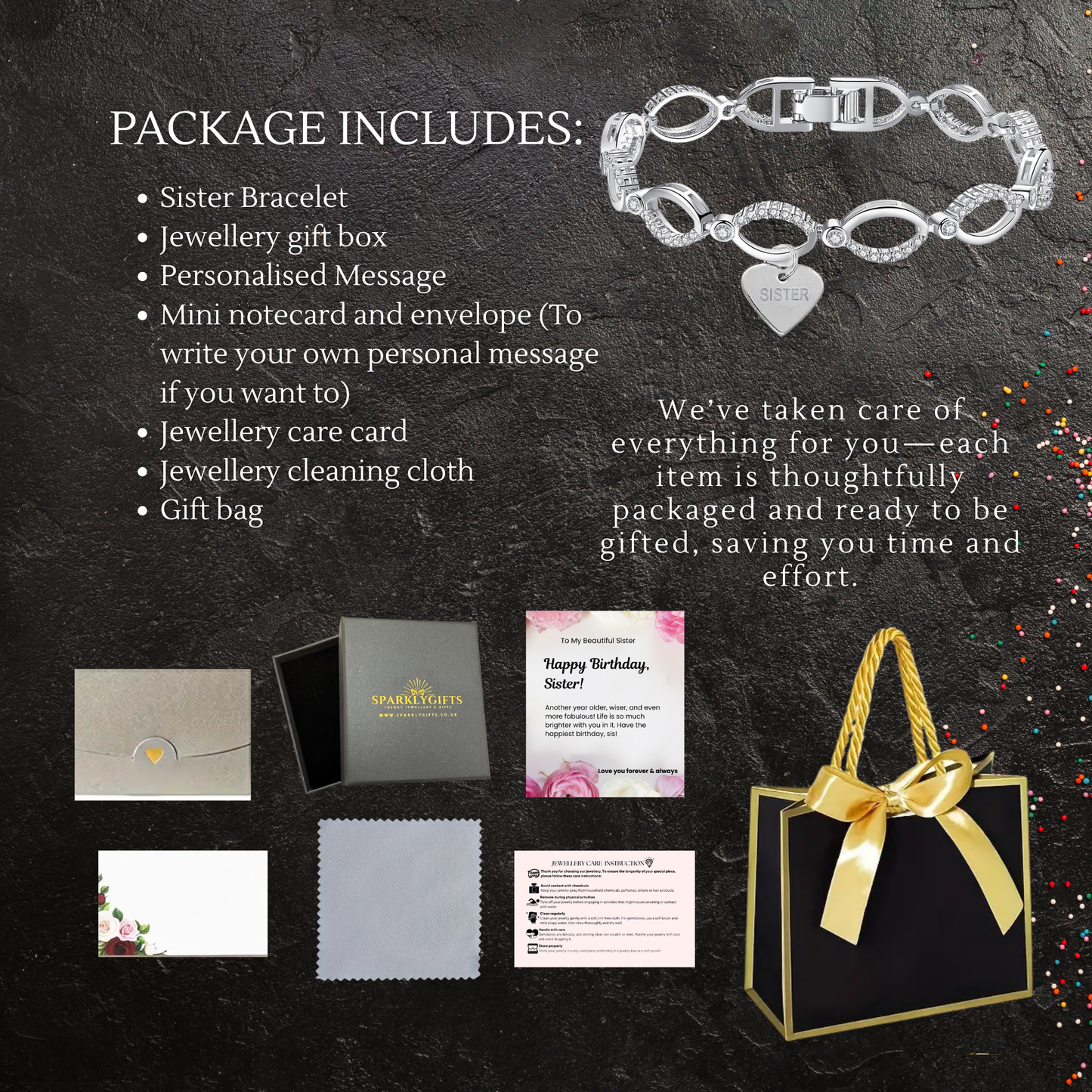 Multi-Link Infinity Sister Bracelet with Message Card