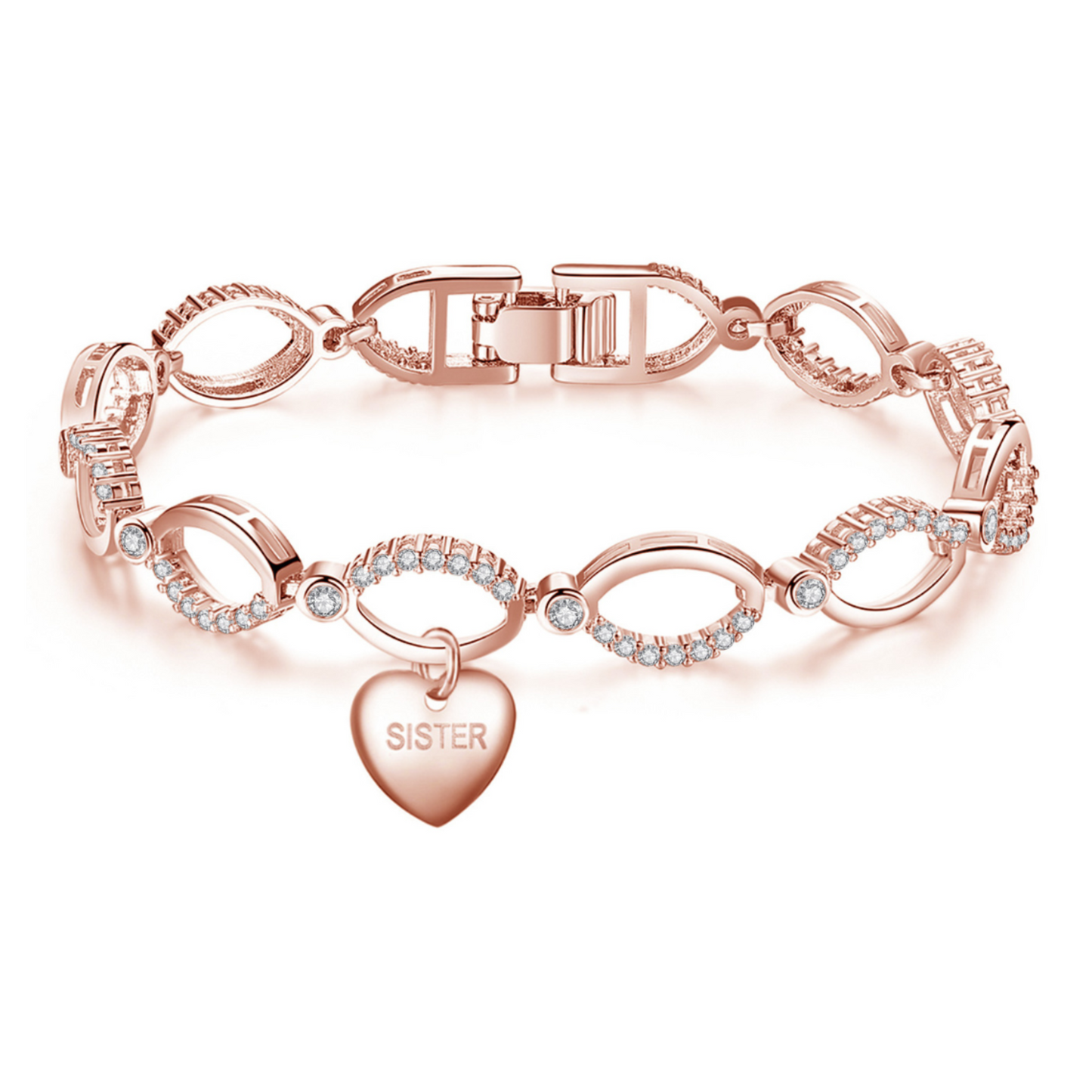 Infinity Bracelet and Earring Set for Sister Rose Gold Plated