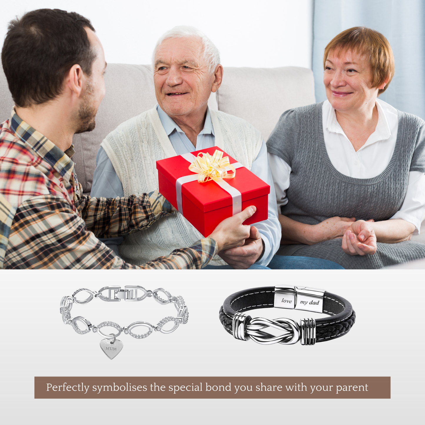 Timeless Bond: Elegant Infinity Bracelet Set for Mum and Dad