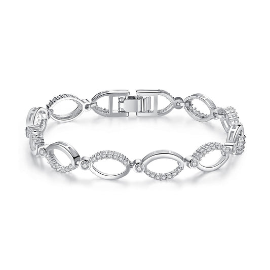 Silver Tone Multi-Link Infinity Bracelet with Premium Crystal