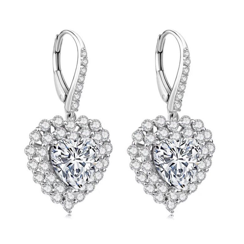 Leverback Clasp Heart Earrings with Premium Crystals