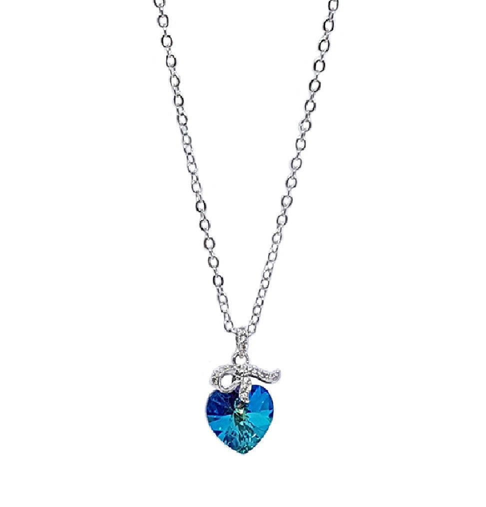 Crystal Heart Pendant from Premium & Silver Plated Necklace