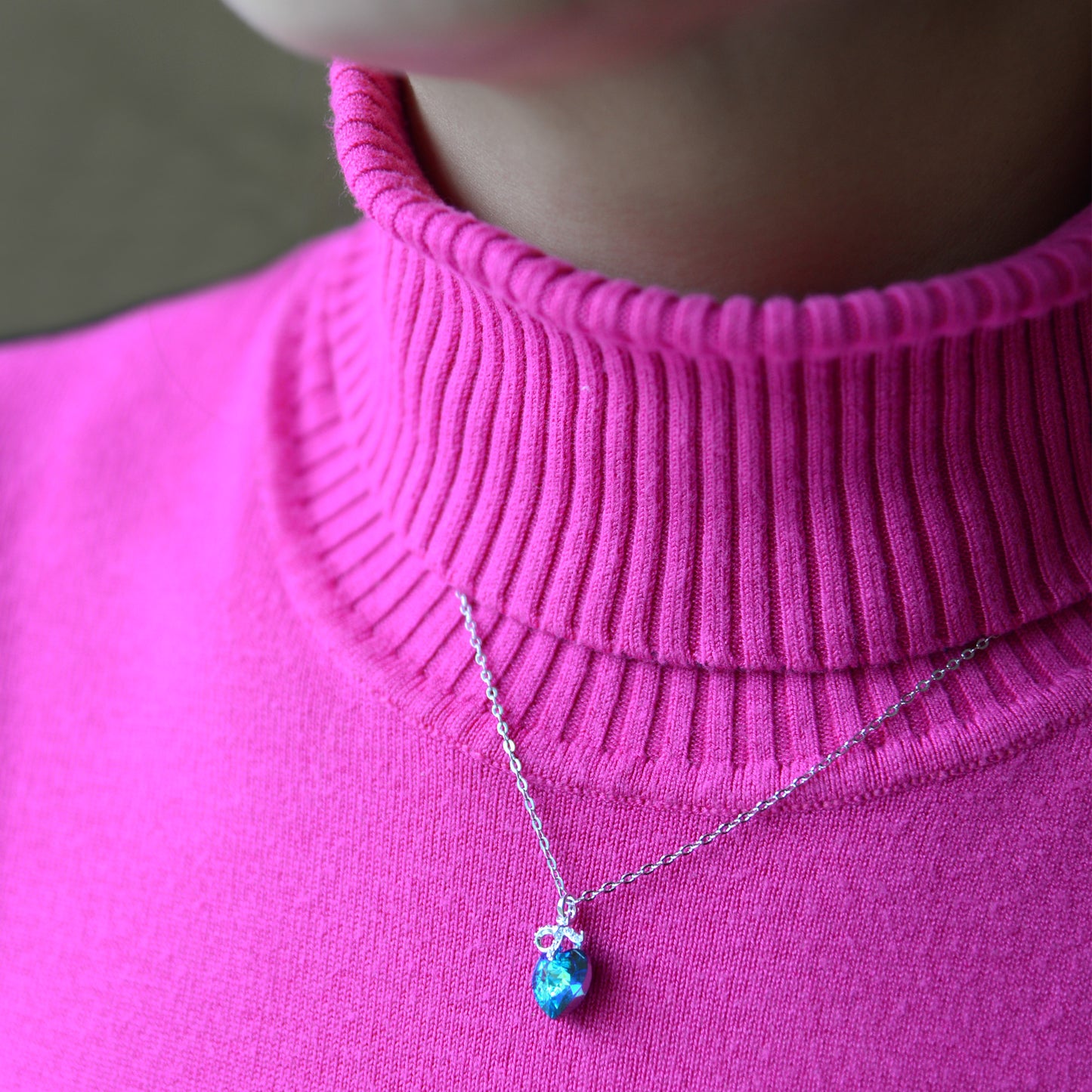 Crystal Heart Pendant from Premium & Silver Plated Necklace