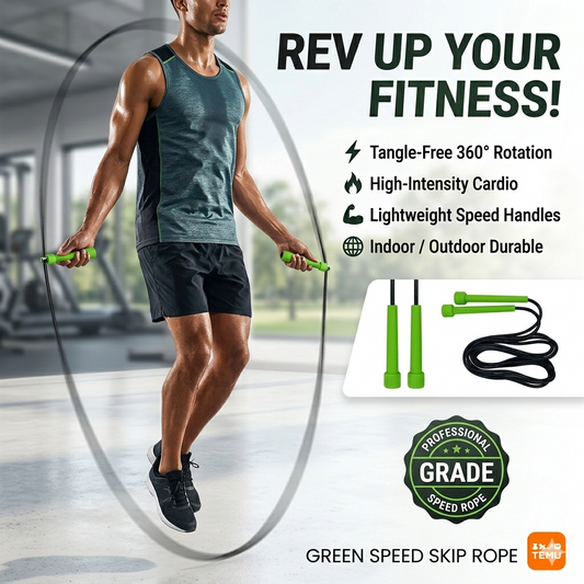 360 Degrees Rotation Durable Speed Skipping Green Handle Rope Outdoor