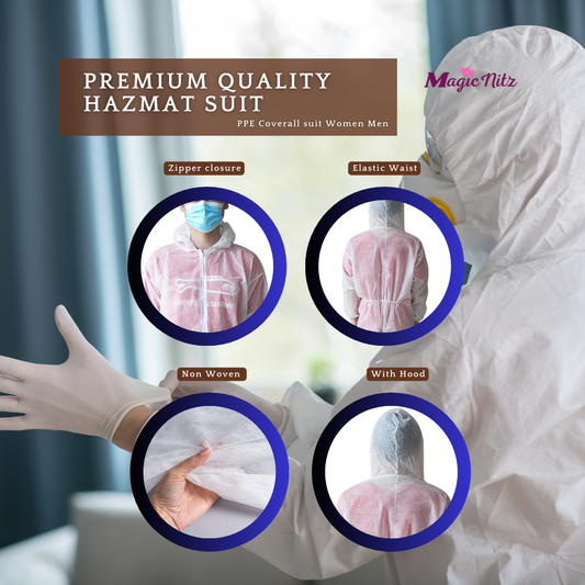 White Hazmat Suit PPE Protection Suit Disposable With Hood Bulk Buy 10/50/100/200pc