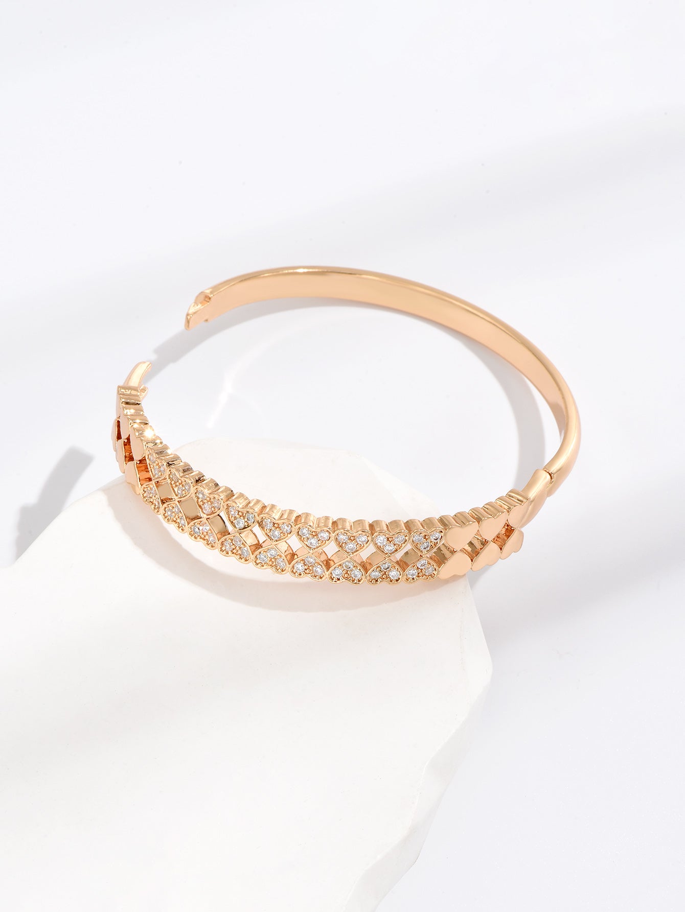 Hinged Butterfly, Family Tree and Love Heart Shape Bangles in Gold Tone with Crystals