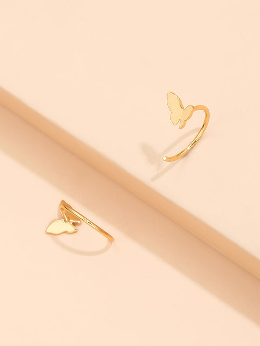 Butterfly Gold Ear Cuff C Hoop Earrings