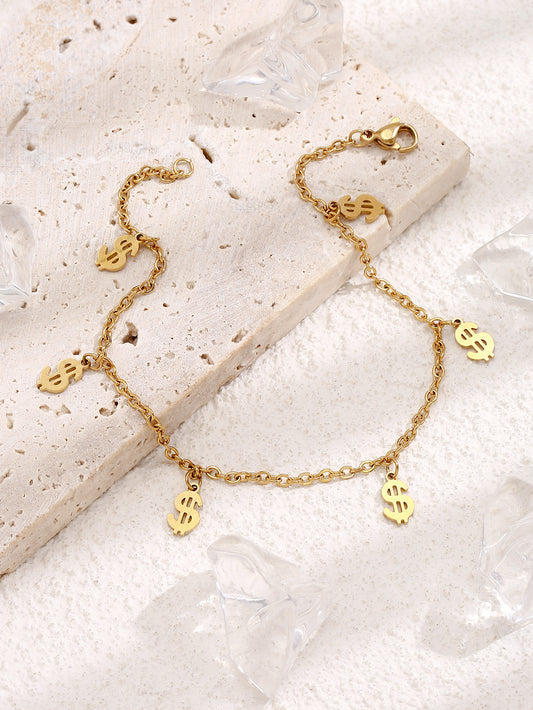 Golden Chain Anklet/Bracelet with Dollar Charms