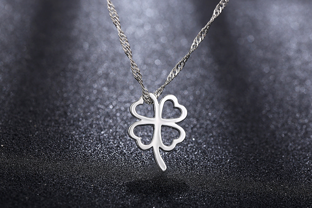 Silver Tone Four-leaf Clover Necklace