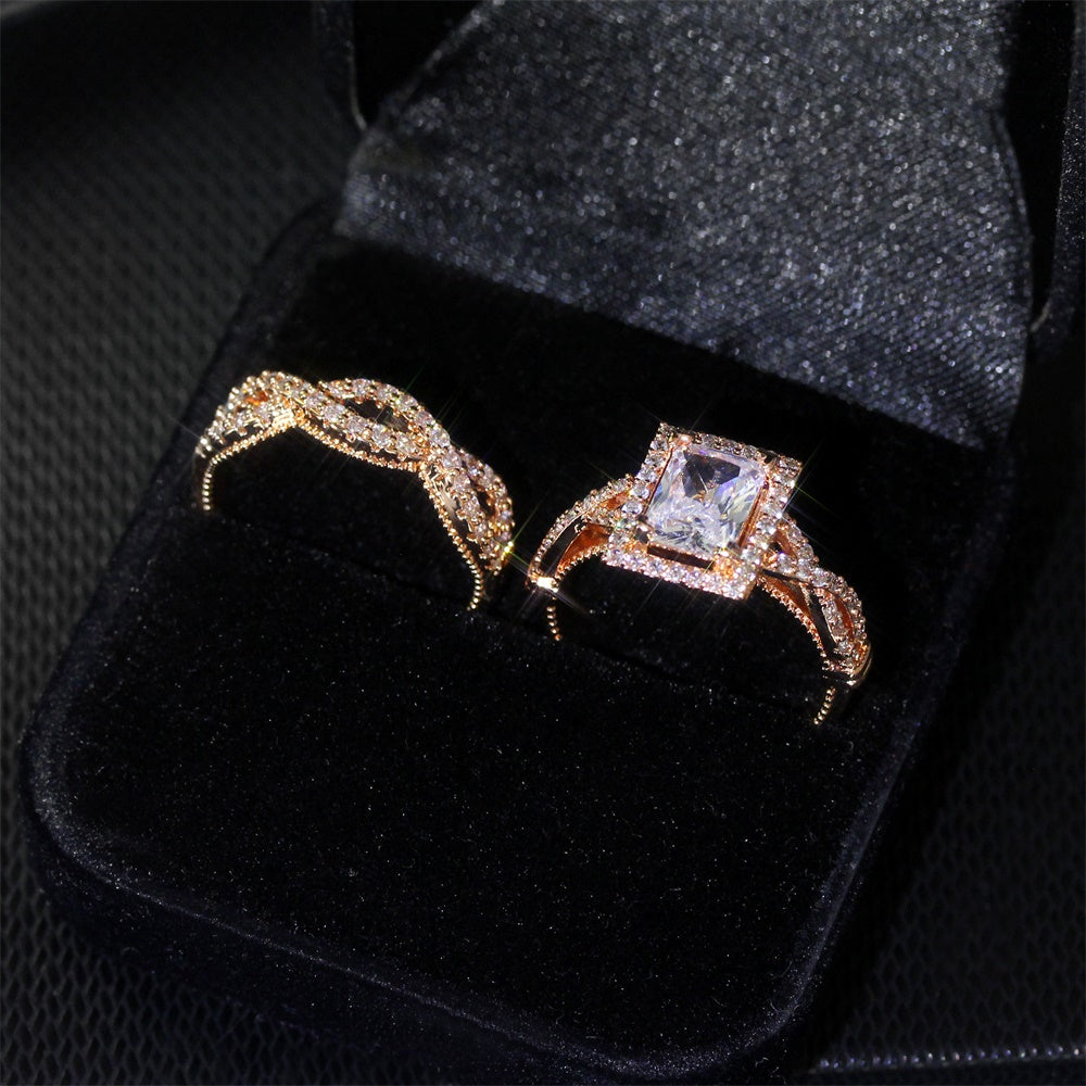Rose Gold Double Twist Ring Set