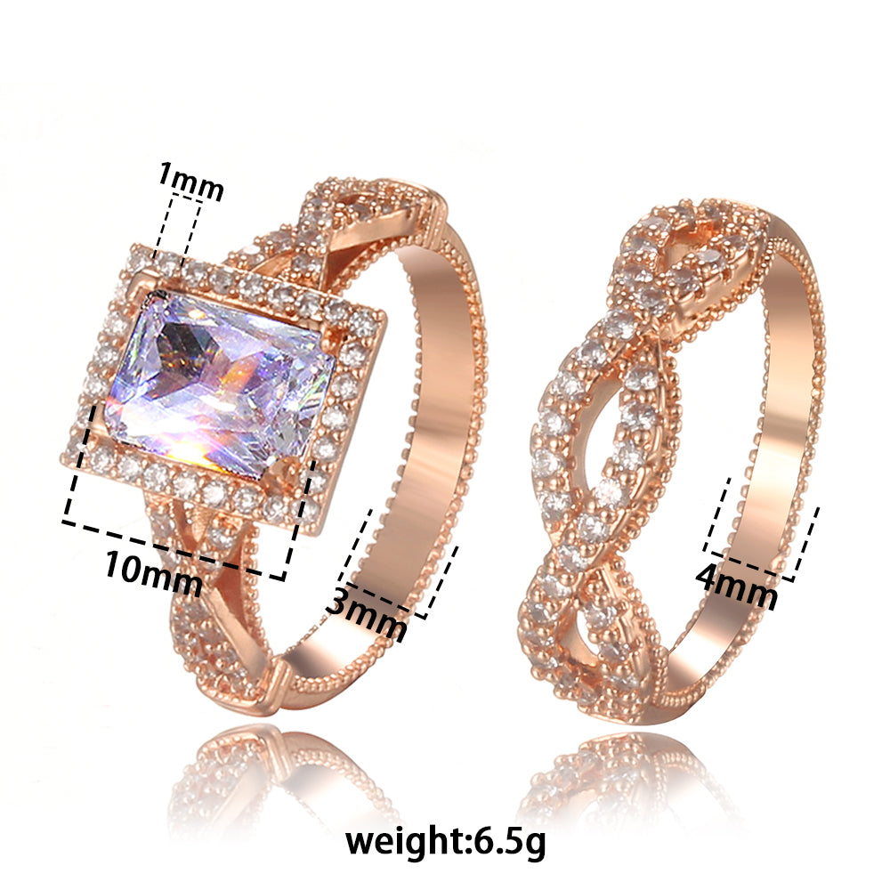 Rose Gold Double Twist Ring Set