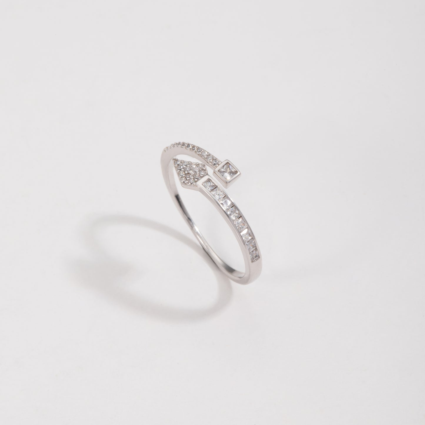 Sterling Silver Pointed Arrow C/Z Open Adjustable Ring