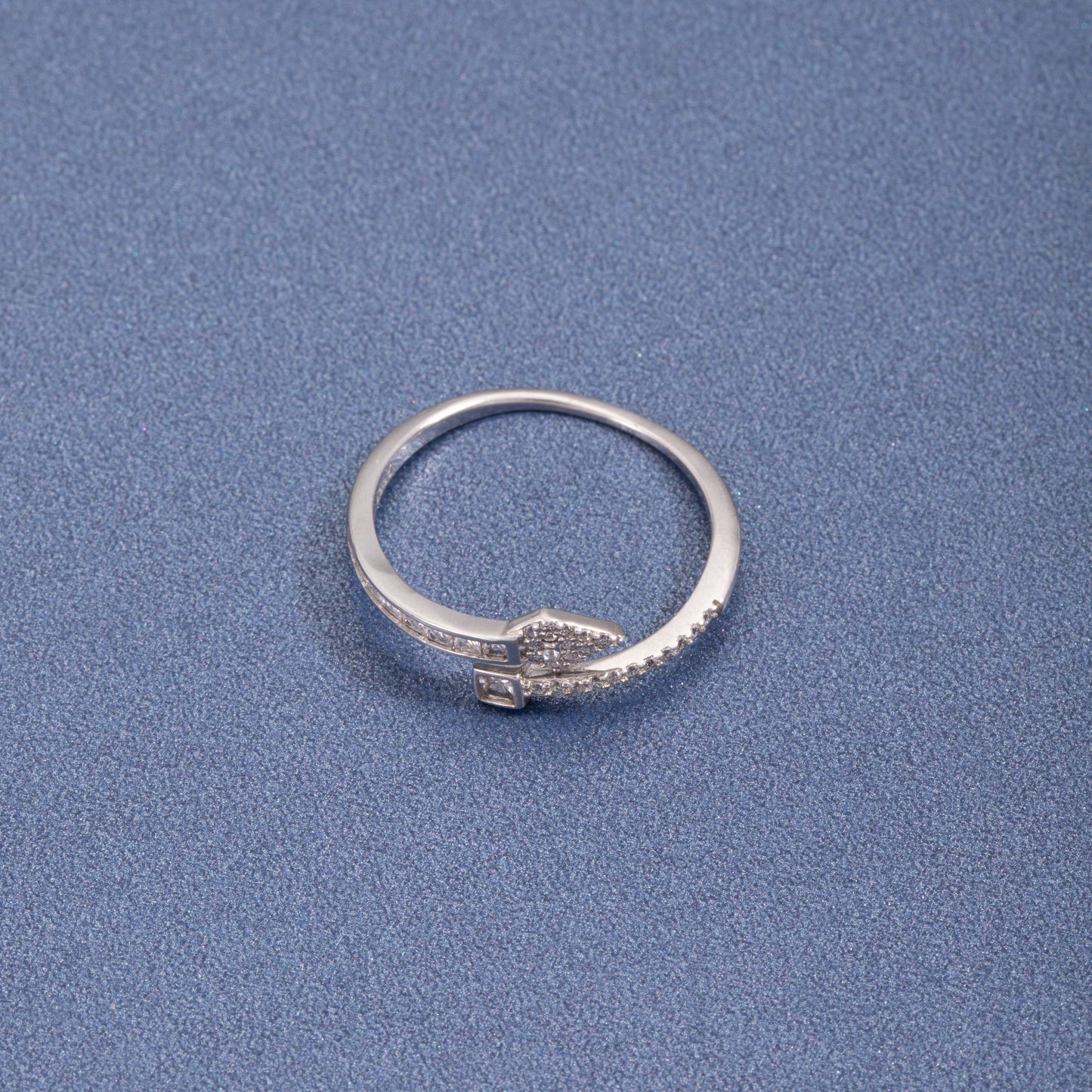 Sterling Silver Pointed Arrow C/Z Open Adjustable Ring
