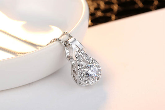 Silver Tone Water Drop Clear Crystal Pendant