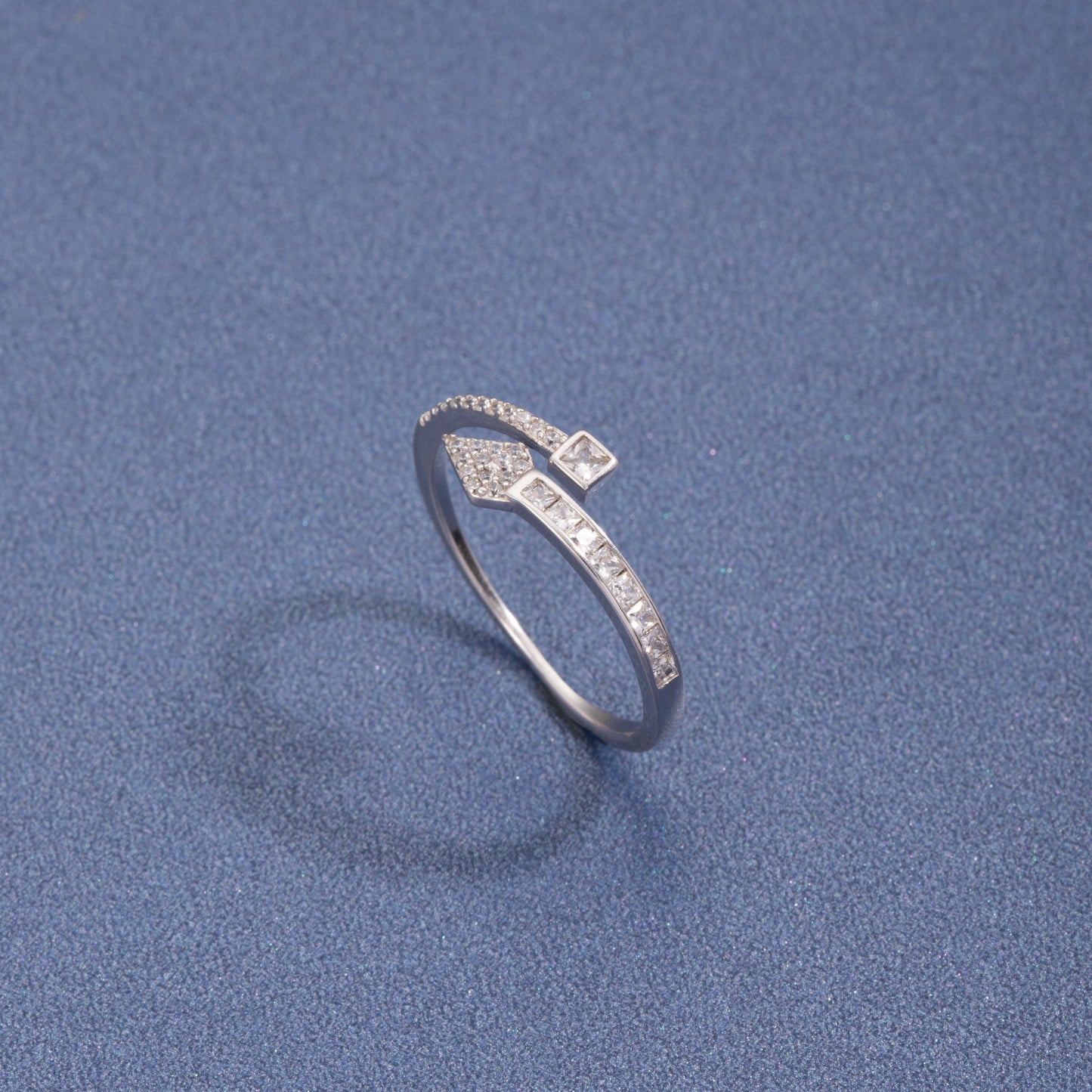 Sterling Silver Pointed Arrow C/Z Open Adjustable Ring
