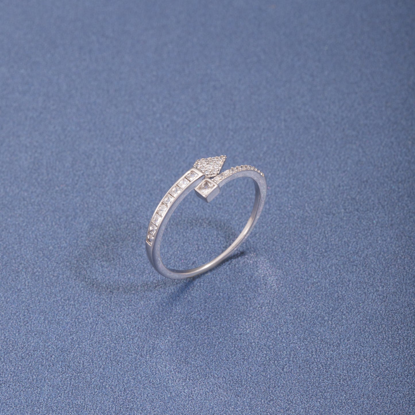 Sterling Silver Pointed Arrow C/Z Open Adjustable Ring