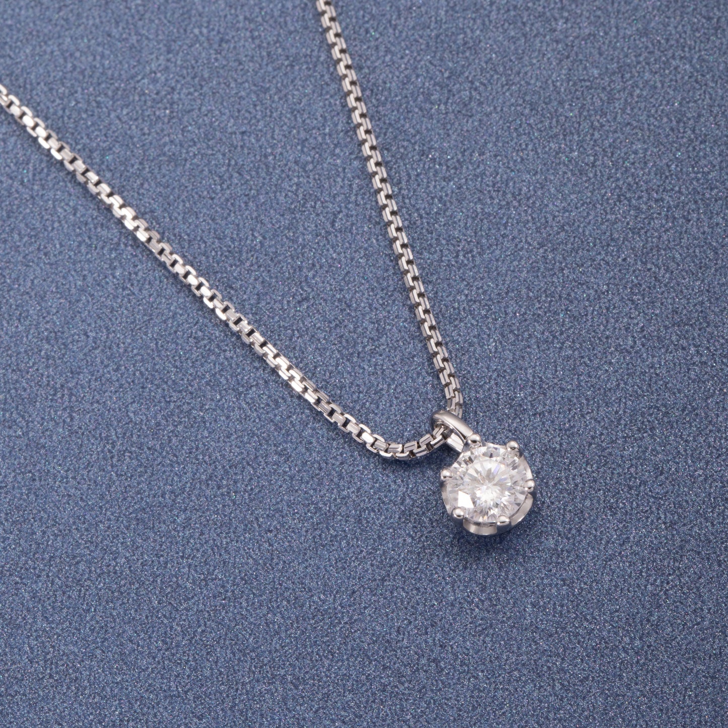 Sterling Silver Classic Moissanite Solitaire 6mm Pendant Necklace