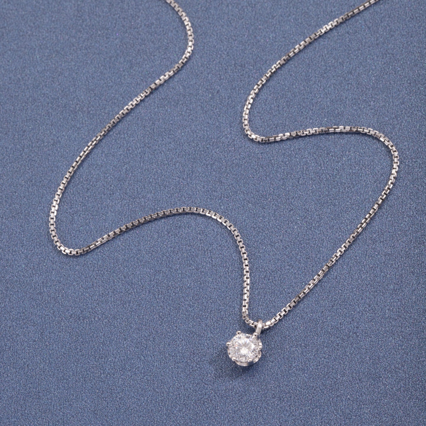 Sterling Silver Classic Moissanite Solitaire 6mm Pendant Necklace