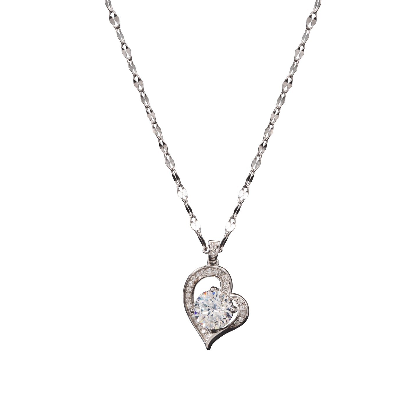 Sterling Silver Heart Moissanite 1 Carat Pendant Necklace
