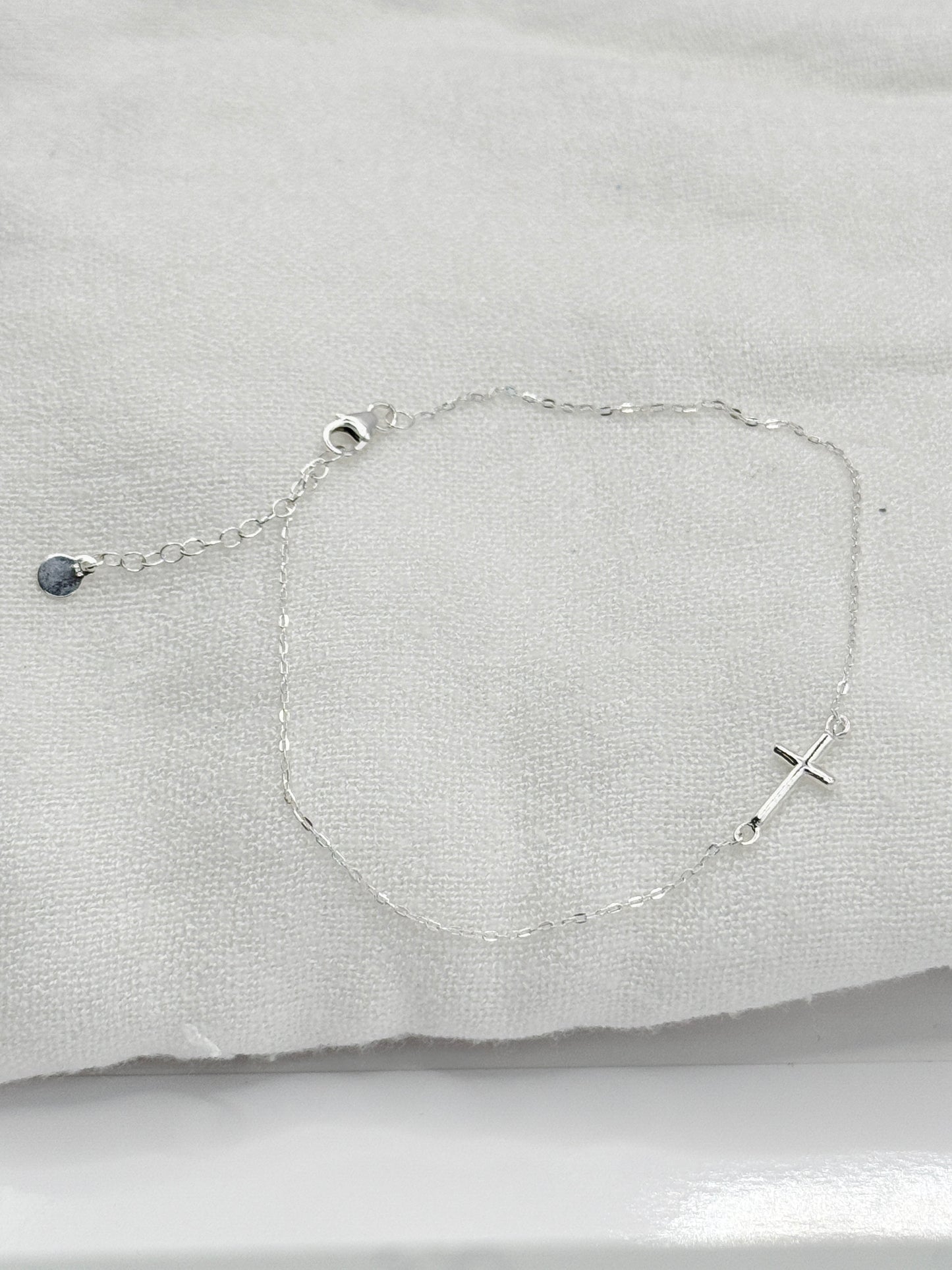 S925 Sterling Silver Minimalist Cross Bracelet/Anklet