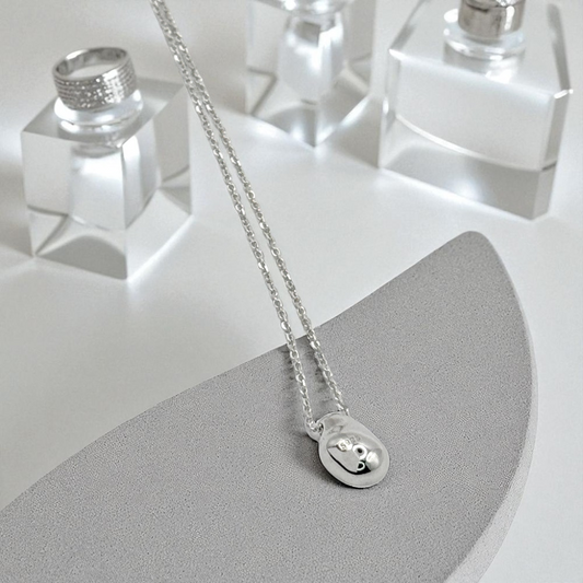 S925 Sterling Silver Fluid Pebble Necklace