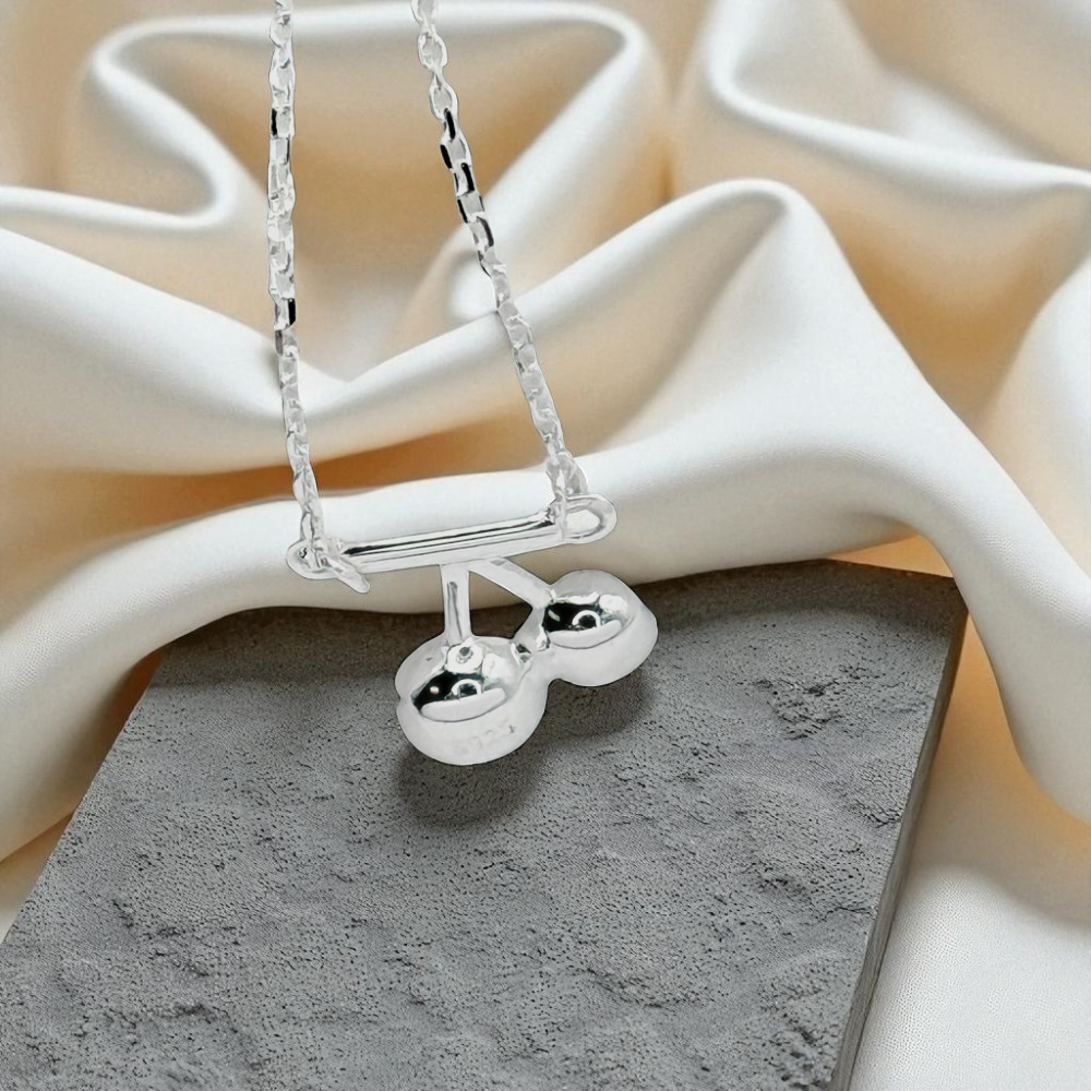 S925 Sterling Silver Dainty Cherry Charm Necklace