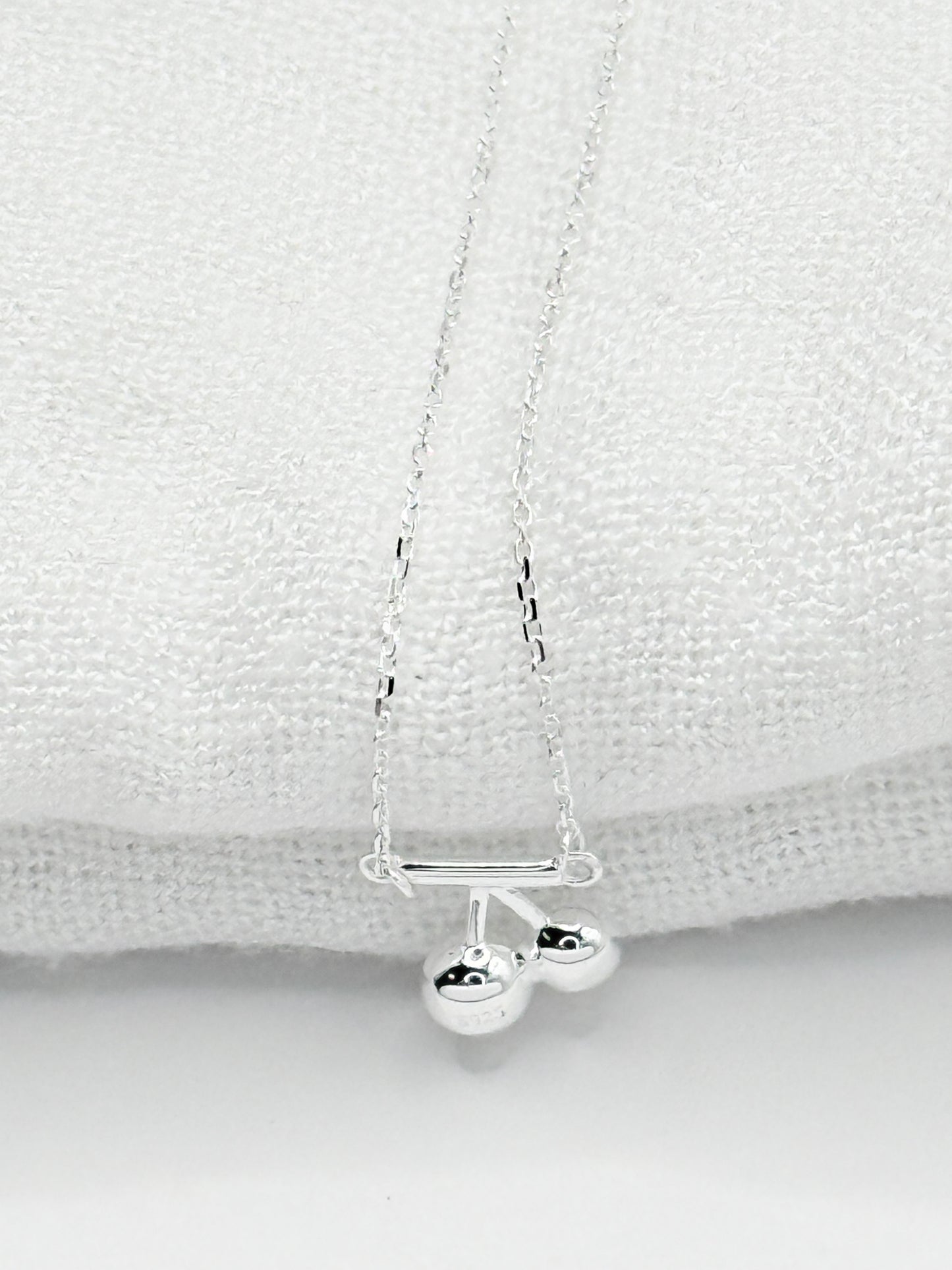 S925 Sterling Silver Dainty Cherry Charm Necklace