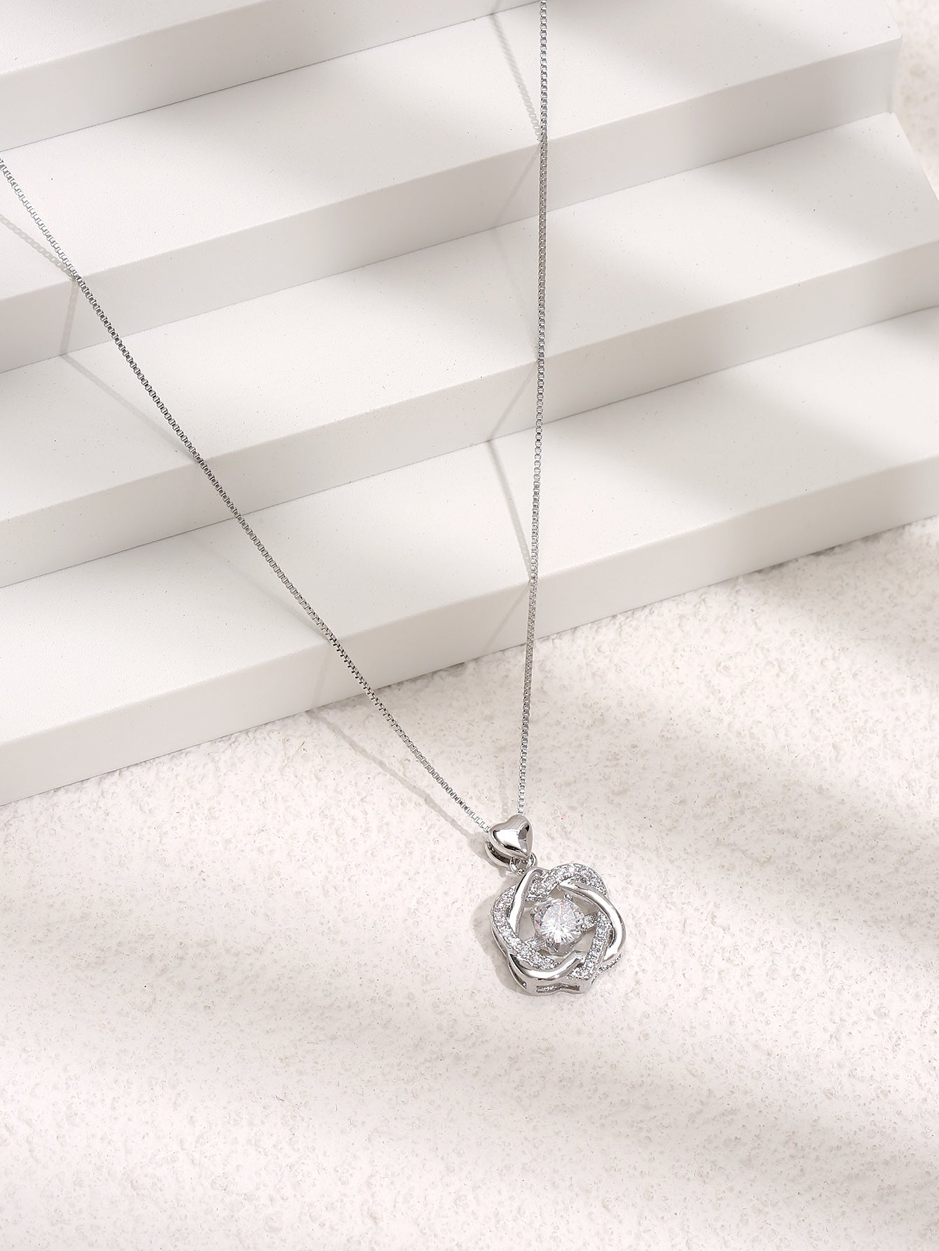 Stunning Silver Tone Two Loves In One Crystal Pendant Necklace