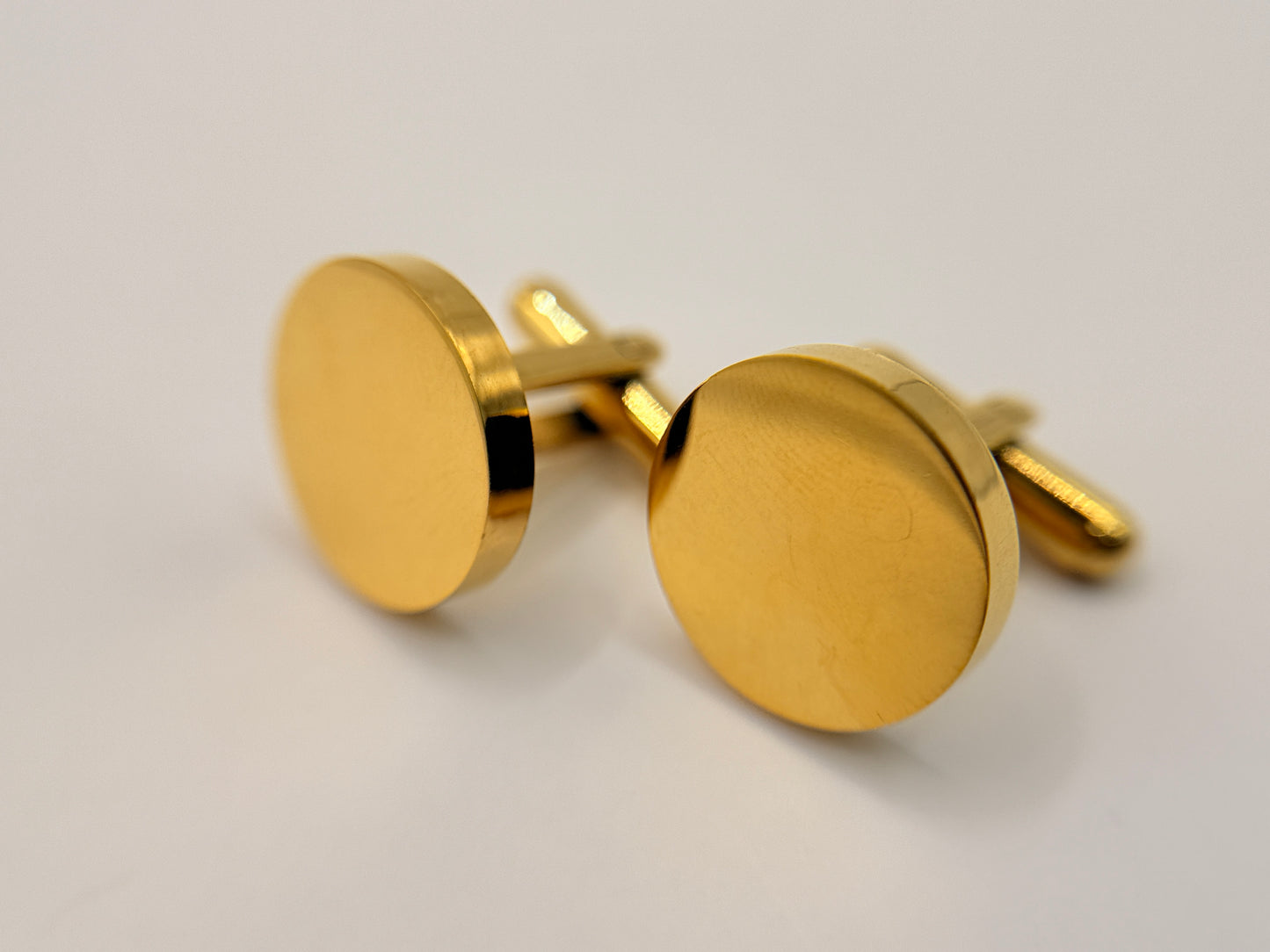 Men's Silver Round Stainless Steel Cufflinks