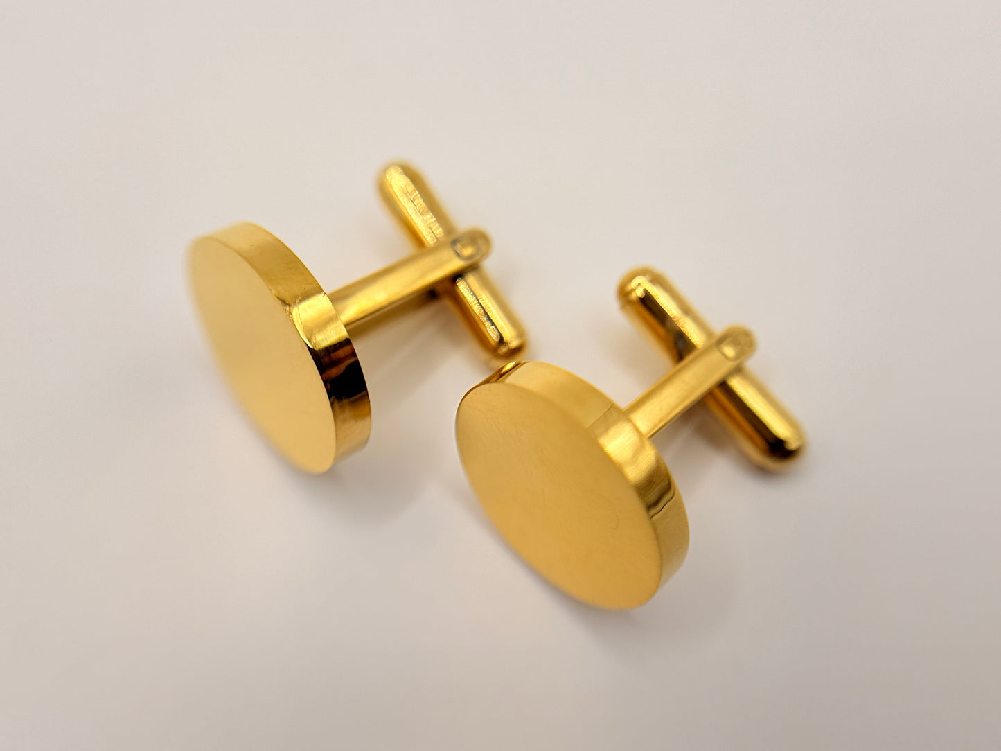 Men's Silver Round Stainless Steel Cufflinks
