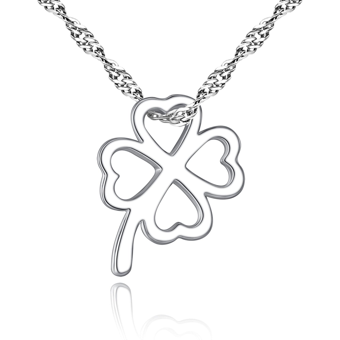 Silver Tone Four-leaf Clover Necklace