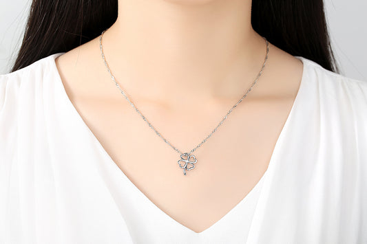 Silver Tone Four-leaf Clover Necklace