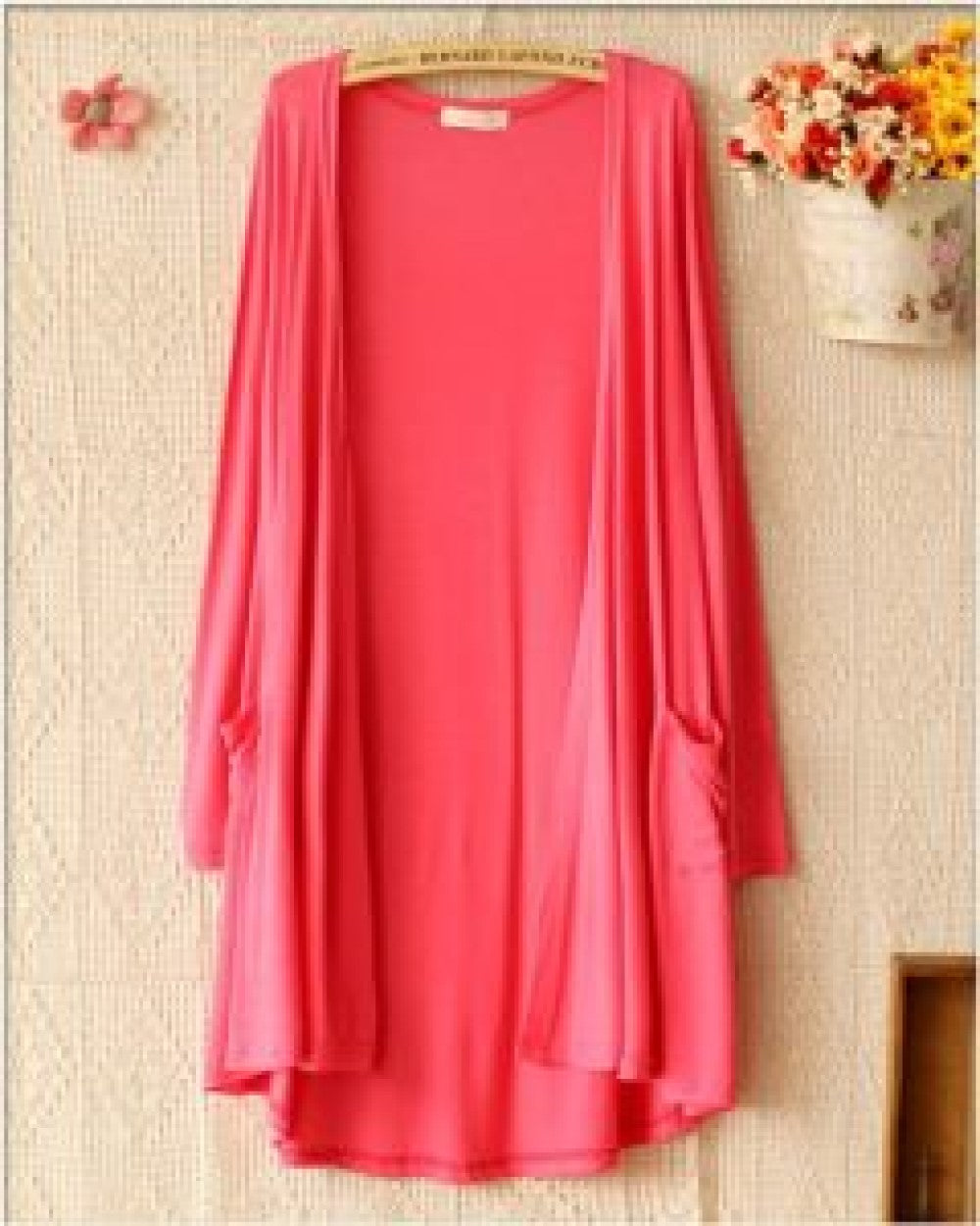 Lightweight Open Front Longline Cardigan Soft Drape Summer Shrug with Pocket