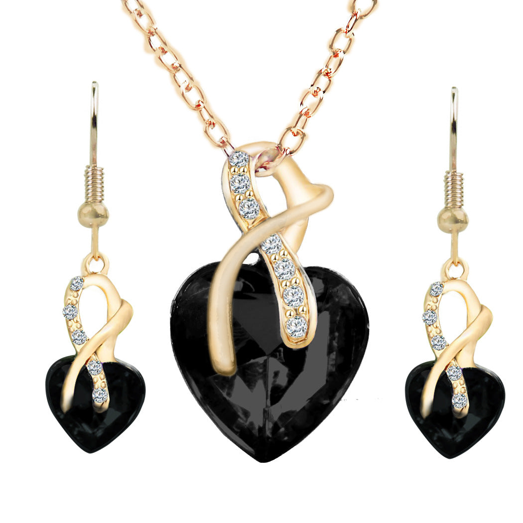 Necklace and Earrings Set with a Heart Theme