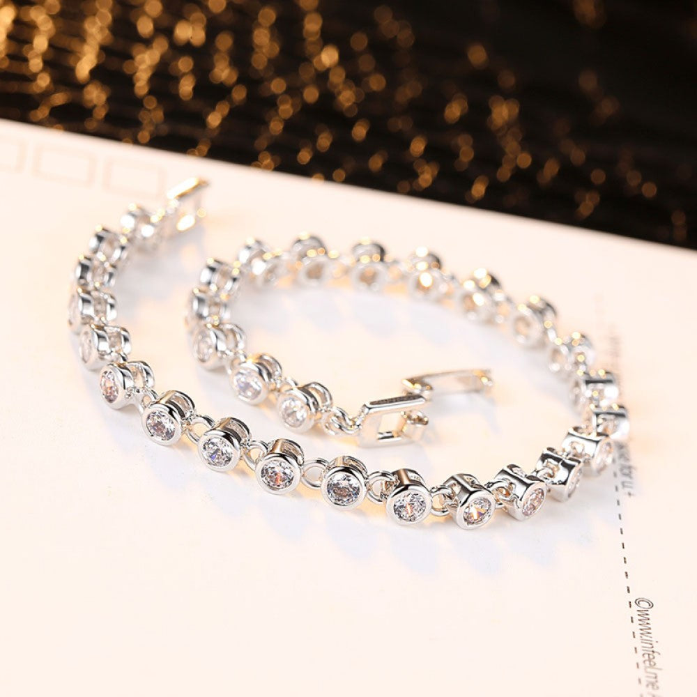 Premium Cubic Zirconia Crystals Tennis Bracelet
