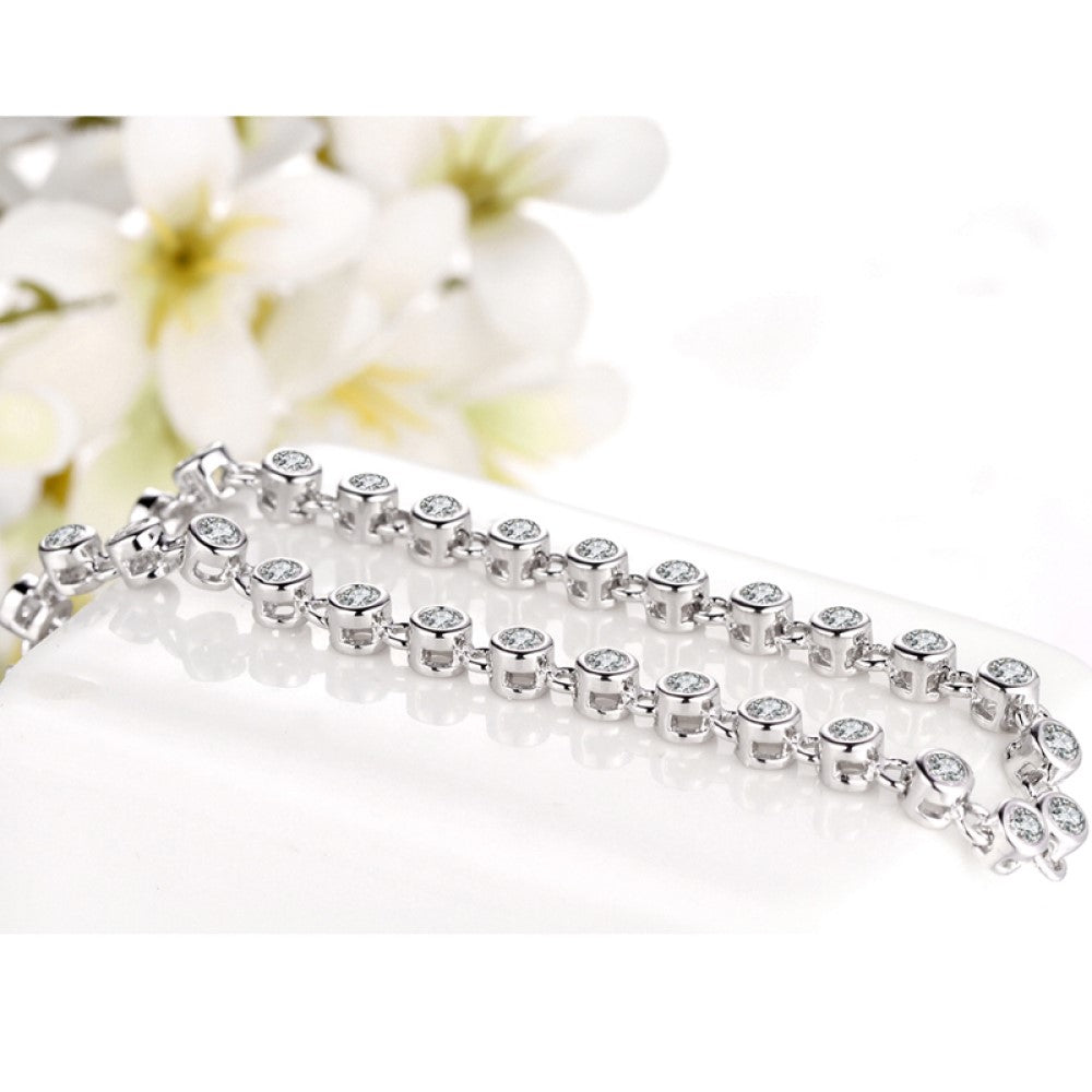 Premium Cubic Zirconia Crystals Tennis Bracelet