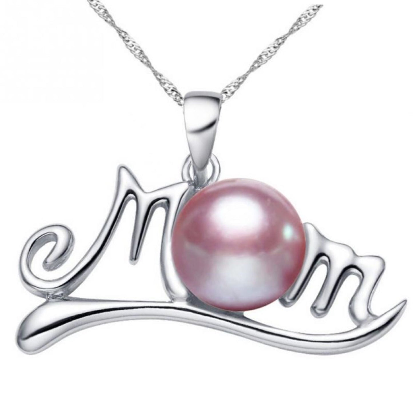 Silver Tone For Mum Pearl Pendant- White or Purple