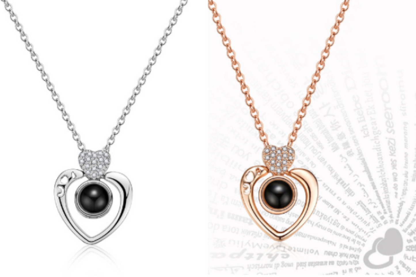 “I Love You”Heart Pendant with Crystals – Rose Gold or Silver Tone