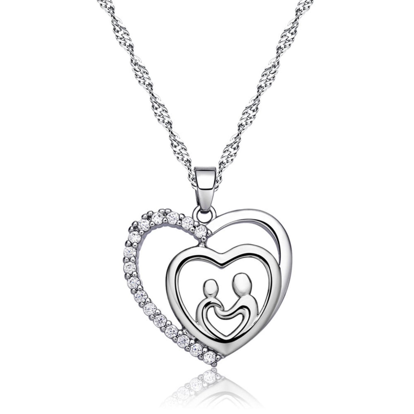 Holding Hands Triple Heart Crystal Pendant