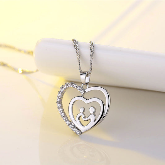 Holding Hands Triple Heart Crystal Pendant
